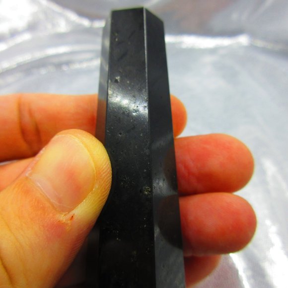 Black Tourmaline Polished Tower Generator Crystal Meditation Tool - Picture 7 of 7
